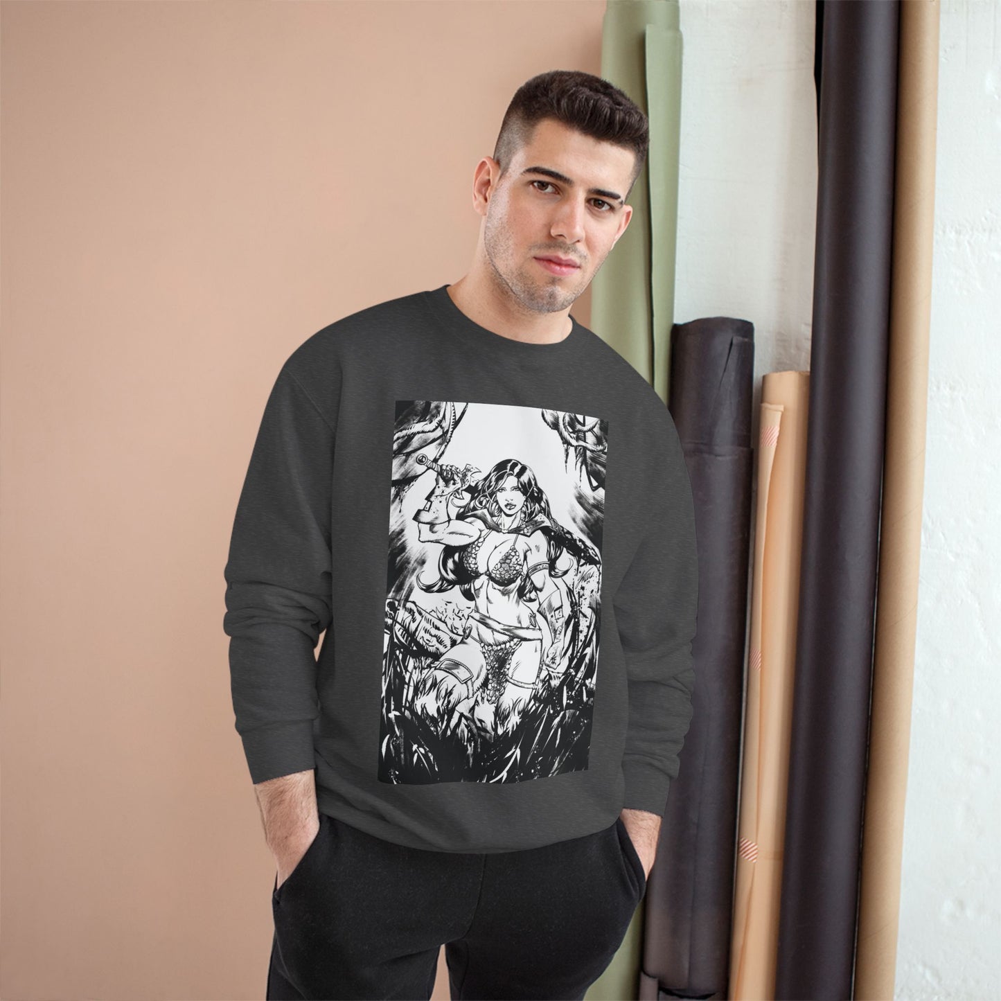 Red Sonja Champion Sweatshirt — Classic Comic Hero Crewneck
