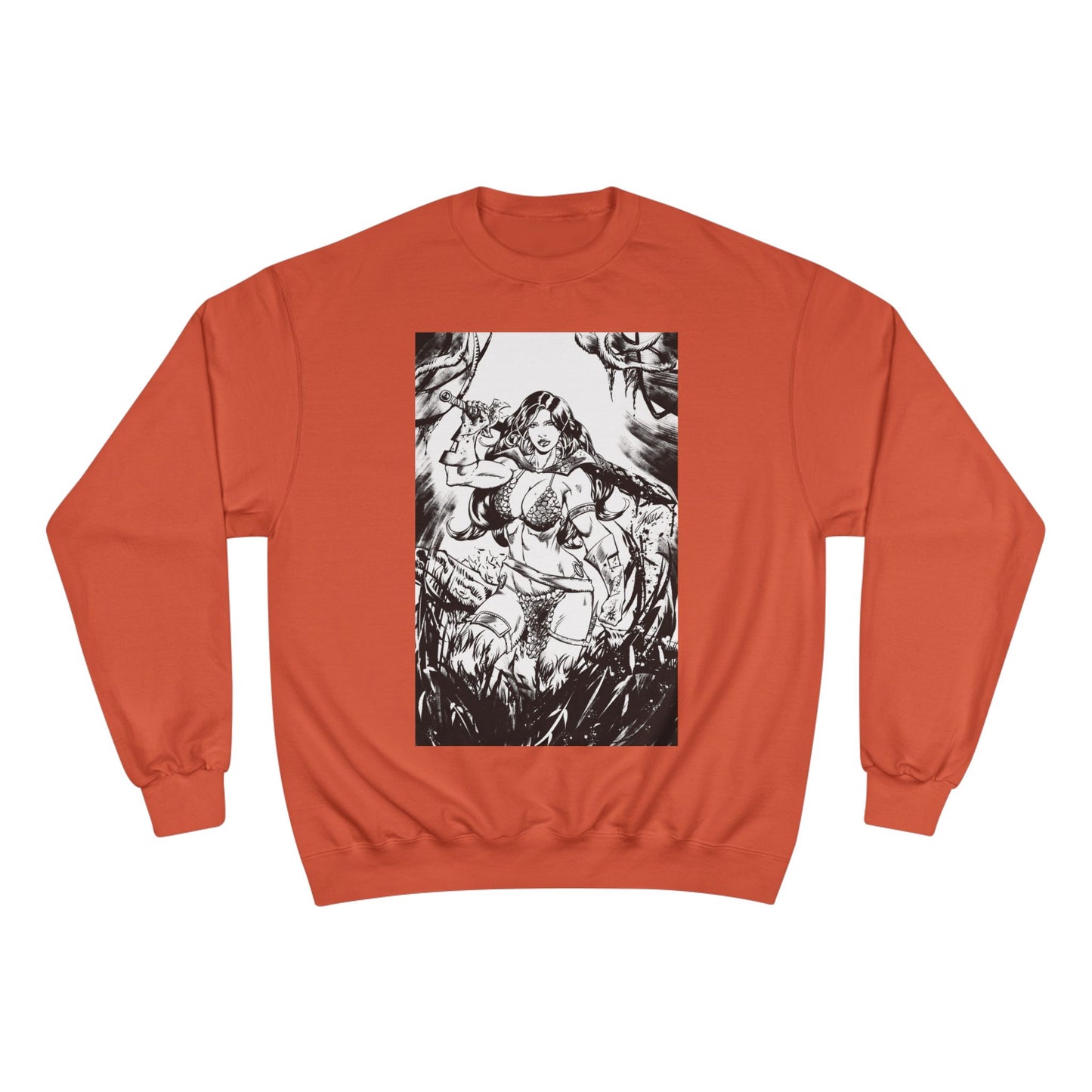 Red Sonja Champion Sweatshirt — Classic Comic Hero Crewneck