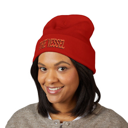 Embroidered 'THE VESSEL' Cuffed Beanie — Casual Streetwear Knit Hat
