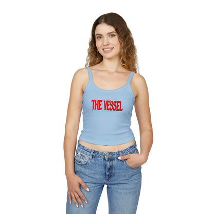 The Vessel Crop Tank Top —  Red Graphic Spaghetti Strap Tank