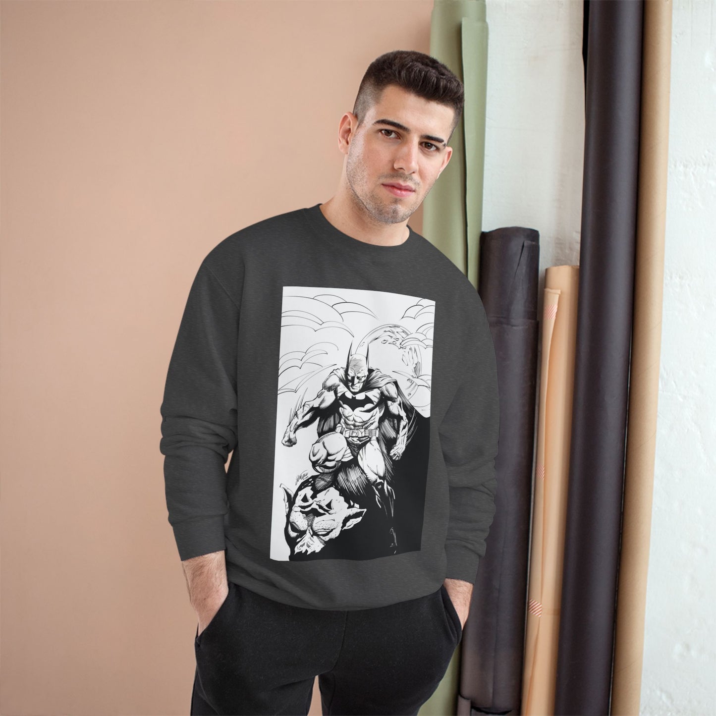 The Bat Comic Champion Sweatshirt - Cool Superhero Graphic Tee