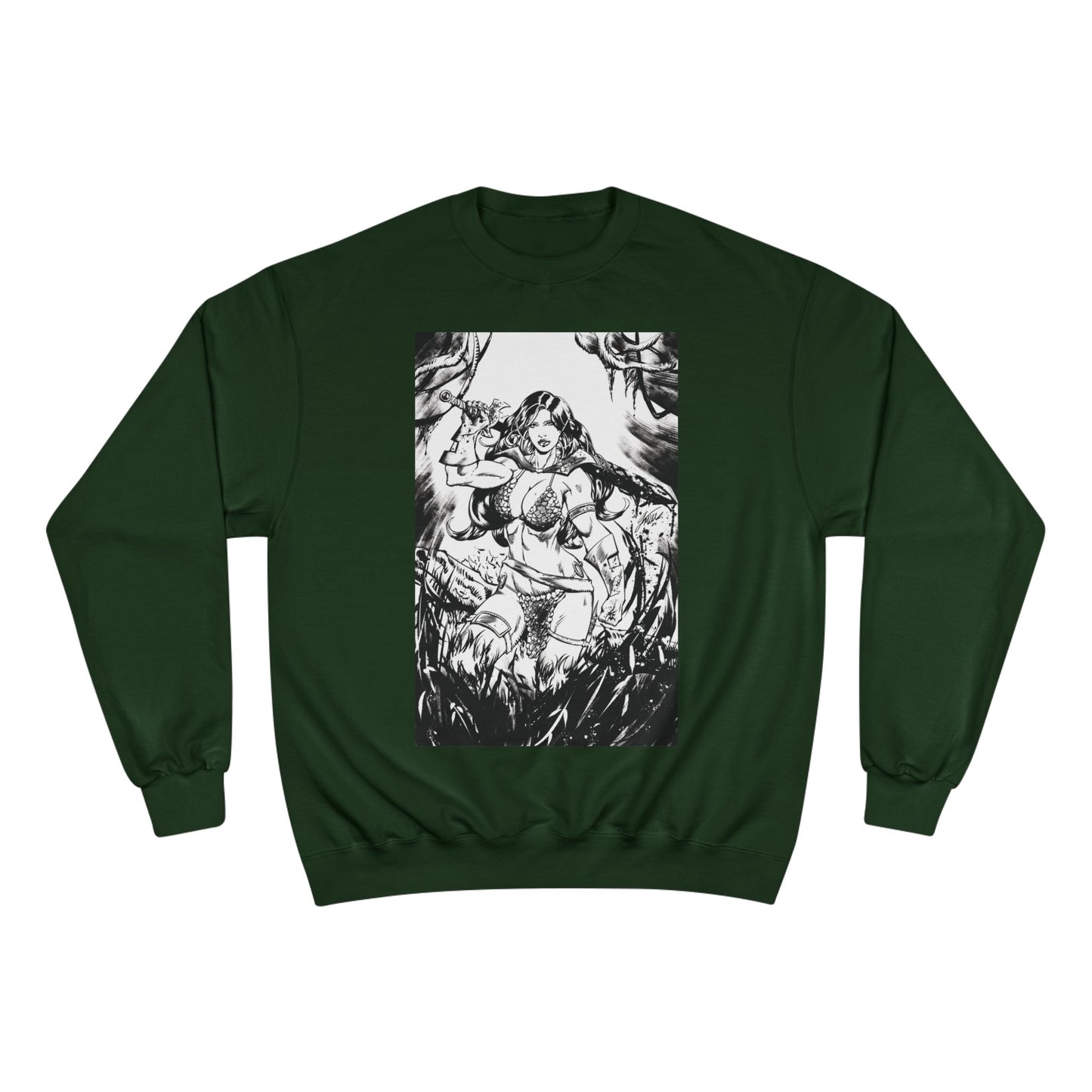 Red Sonja Champion Sweatshirt — Classic Comic Hero Crewneck