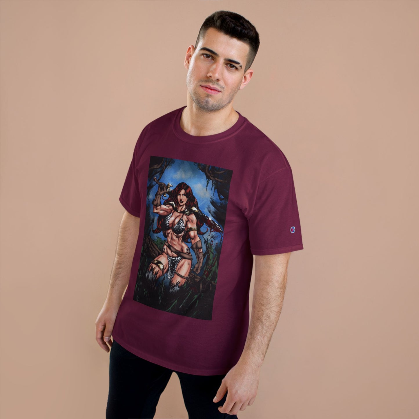Red Sonja Sword & Sorcery Champion T-Shirt — Comic Fantasy Tee (Color)