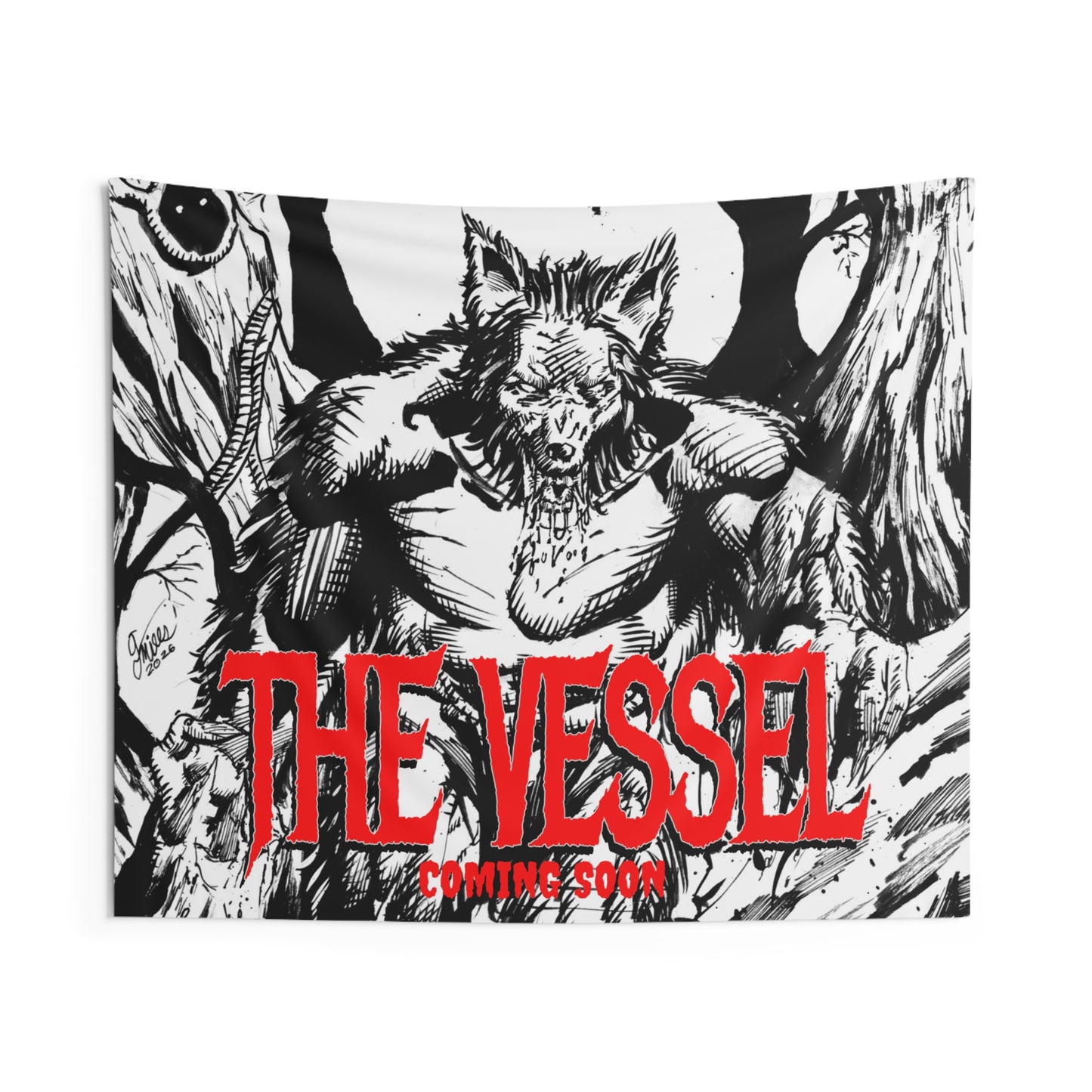 Horror Werewolf Wall Tapestry — "THE VESSEL" Graphic Poster