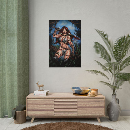 Fantasy Warrior Poster — Red-Haired Barbarian Art Print (Rolled Poster)
