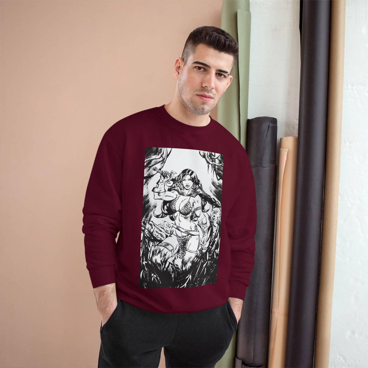 Red Sonja Champion Sweatshirt — Classic Comic Hero Crewneck