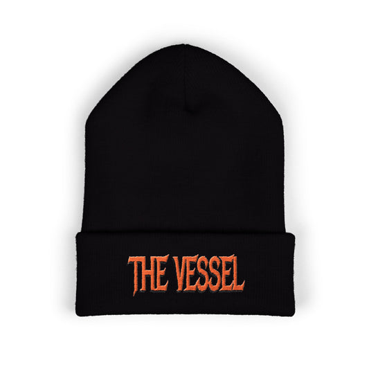 Embroidered 'THE VESSEL' Cuffed Beanie — Casual Streetwear Knit Hat
