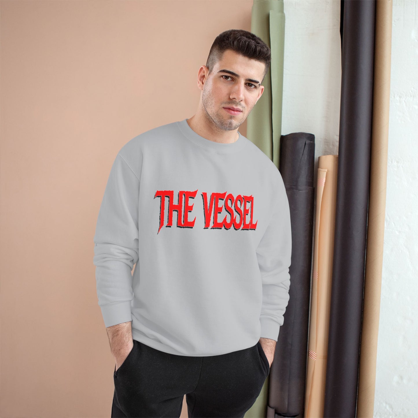 The Vessel Logo Crewneck (Red Logo, Gothic Art Back)