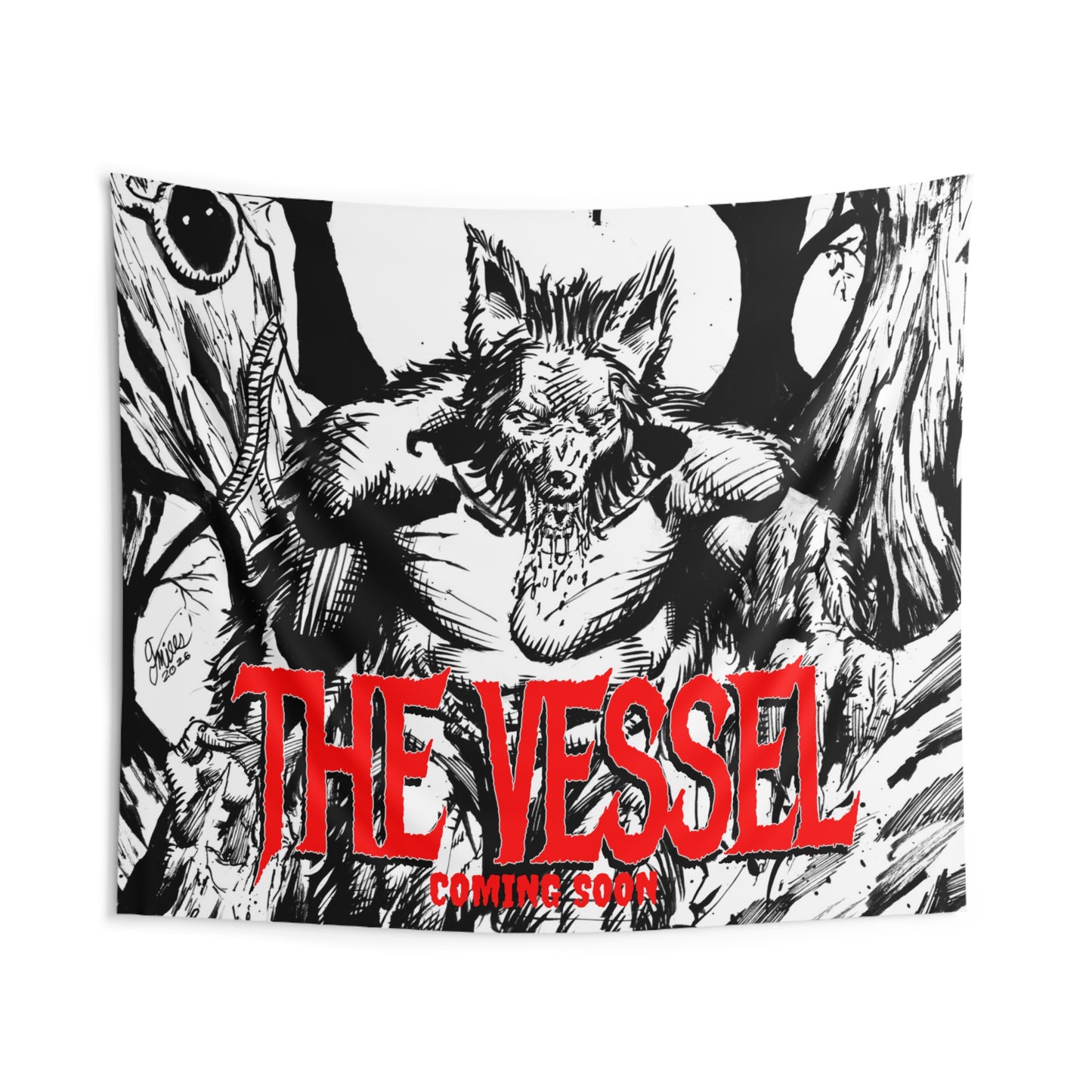 Horror Werewolf Wall Tapestry — "THE VESSEL" Graphic Poster