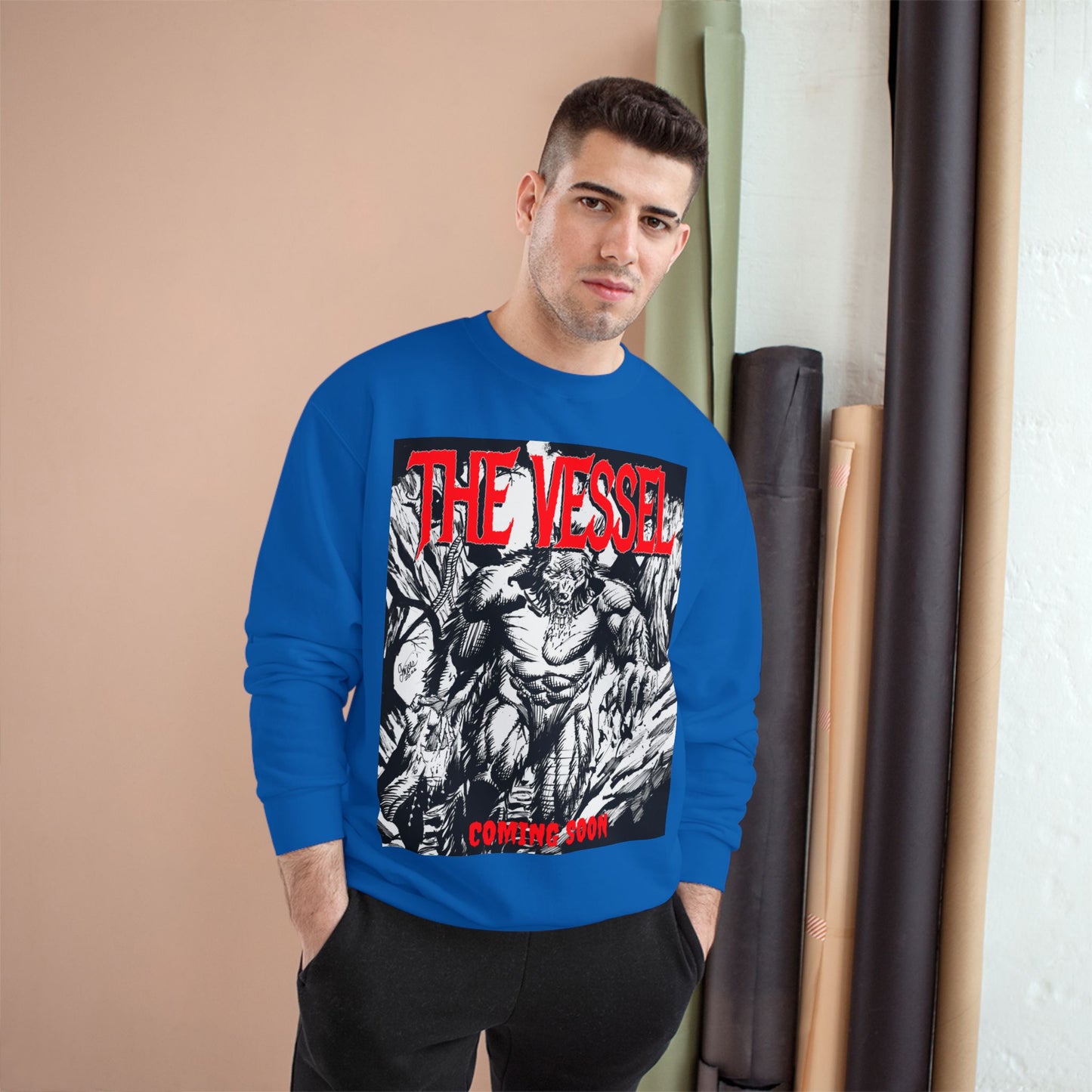 The Vessel Graphic Sweatshirt — Horror Art Crewneck with "Coming Soon" Design