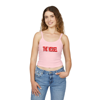 The Vessel Crop Tank Top —  Red Graphic Spaghetti Strap Tank