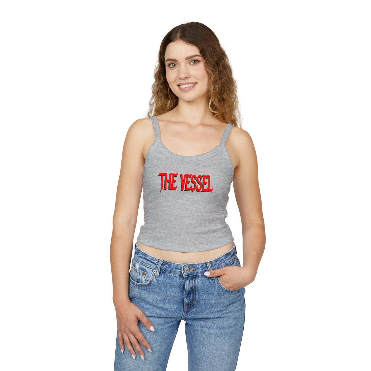 The Vessel Crop Tank Top —  Red Graphic Spaghetti Strap Tank