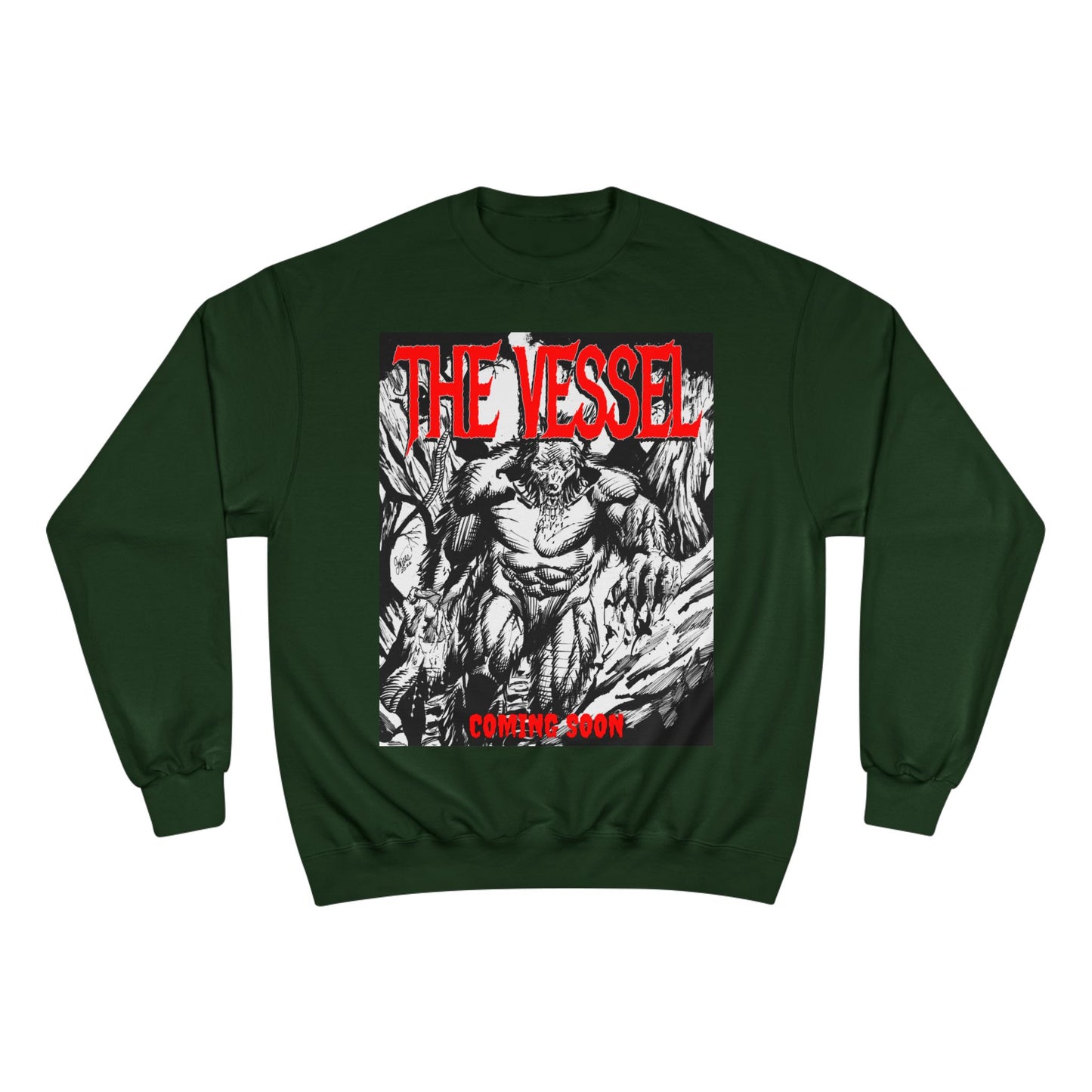 The Vessel Graphic Sweatshirt — Horror Art Crewneck with "Coming Soon" Design