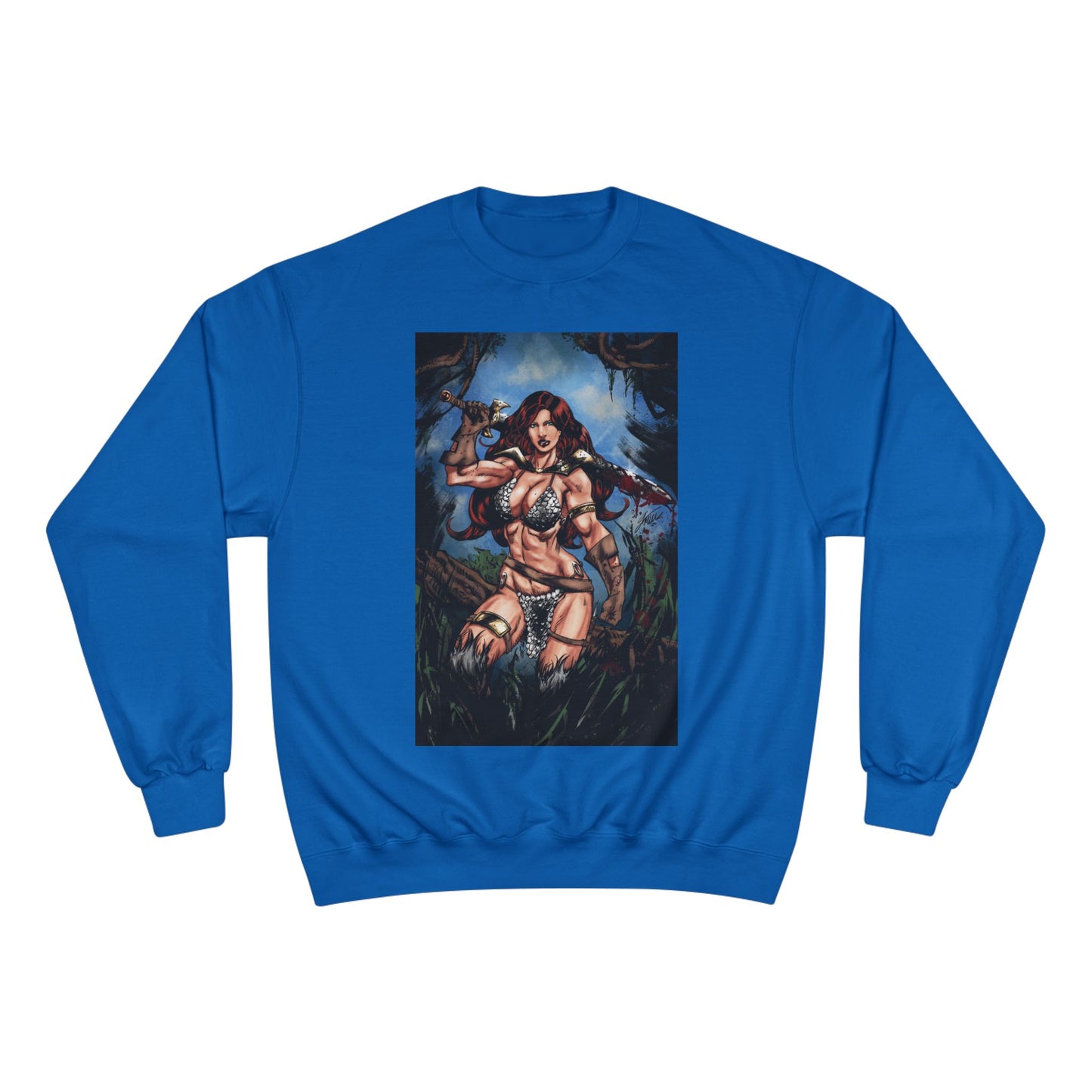 Red Sonja Champion Sweatshirt — Classic Comic Hero Crewneck (Color)