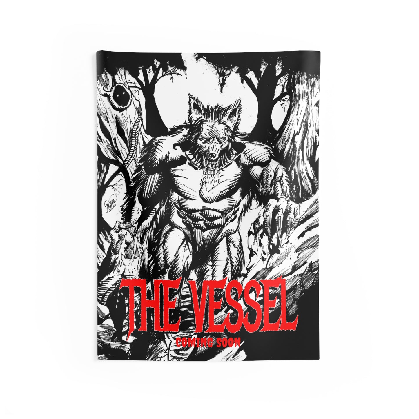 Horror Werewolf Wall Tapestry — "THE VESSEL" Graphic Poster